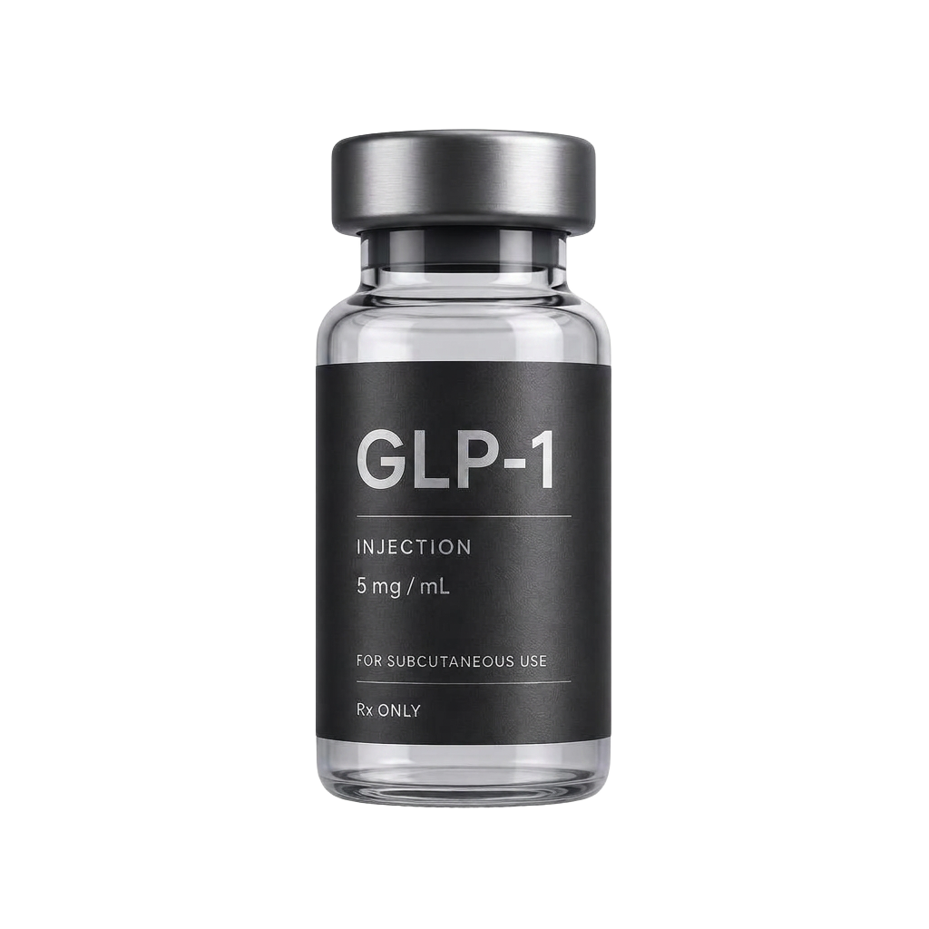 Compounded GLP-1 injection vial with a graphite steel cap