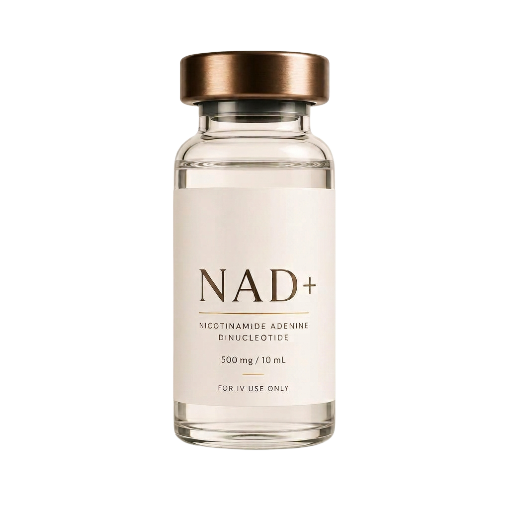 NAD+ injection vial with a burnished bronze cap